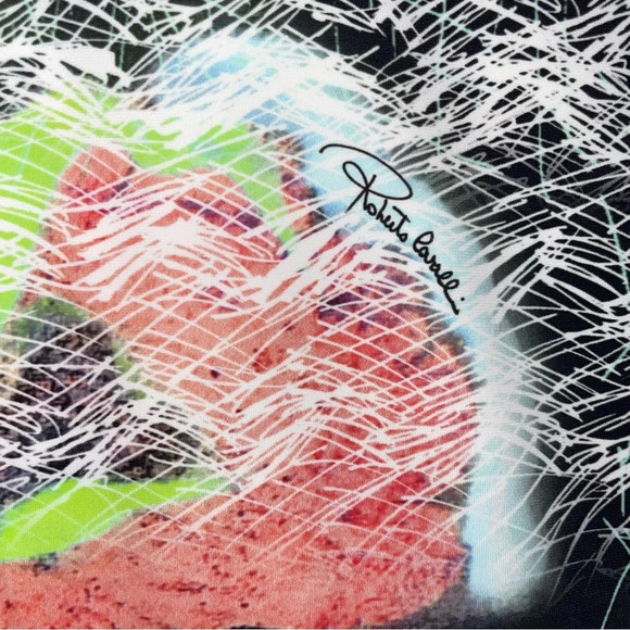 Roberto Cavalli Colorful Black Floral Blouse Women’s Size 42 Designer Preppy - Picture 5 of 13